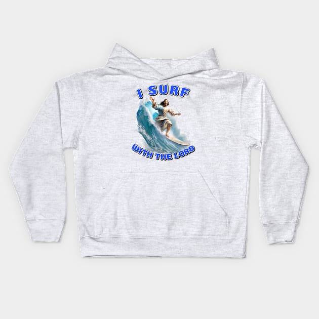 Jesus Surfing Kids Hoodie by infernoconcepts